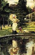 James Joseph Jacques Tissot In an English Garden painting